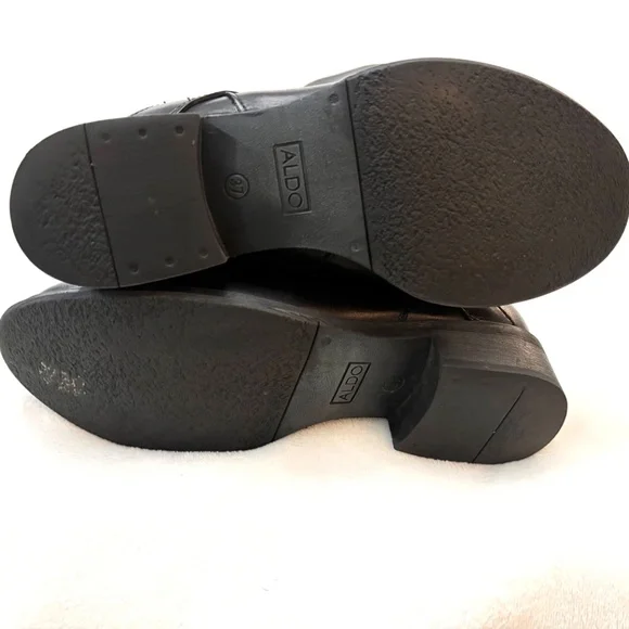 ALDO TALL BLACK SUEDE KNEE HIGH EQUESTRIAN RIDING BOOTS BUCKLE SZ 6.5 - Picture 4 of 14